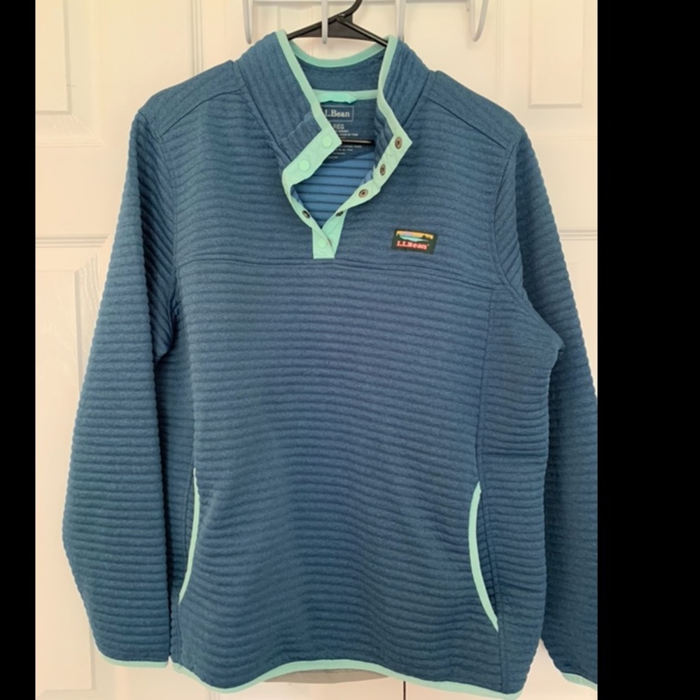 L.L. Bean Blue Heather AirLight Knit Pullover